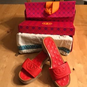 Tory Burch Red Pepper Fleming Slide Sz 8 Worn Once